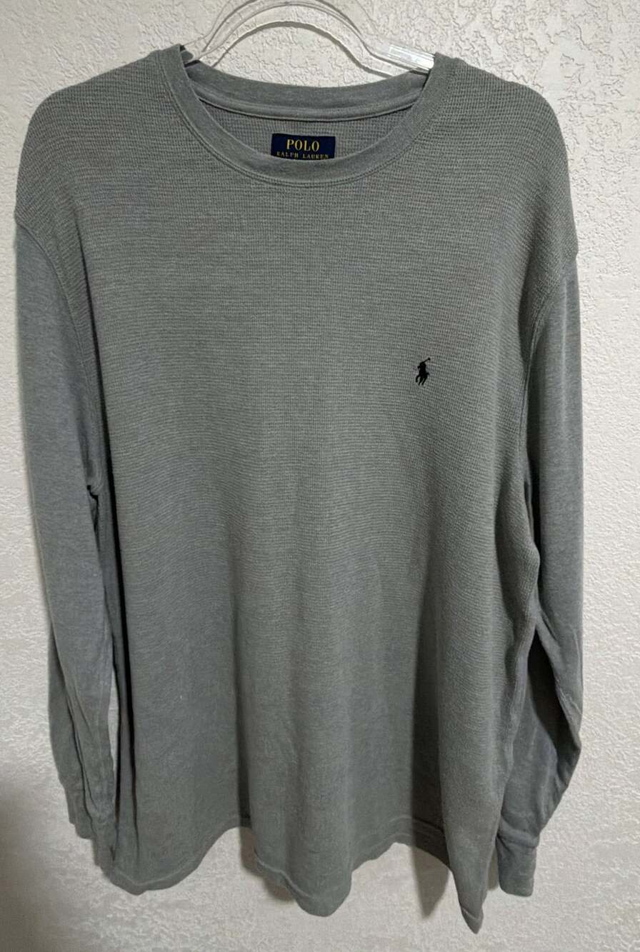 Polo Ralph Lauren Thermal Waffle Knit Long Sleeve Shirt Size 2XL Gray